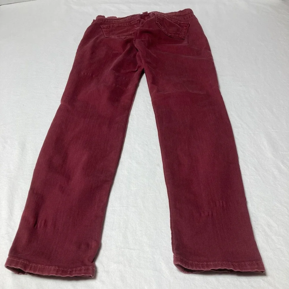 True‎ Religion Jeans Women 28X31 Denim Skinny Maroon Slim Low Rise Made in USA